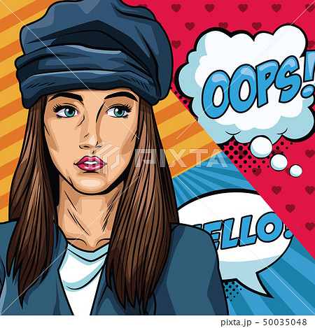 Woman with bubbles pop art 50035048