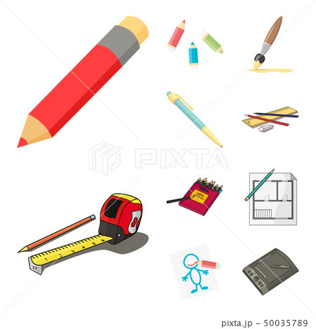 Vector design of pencil and sharpen sign. Collection of pencil and color stock vector illustration. 50035789