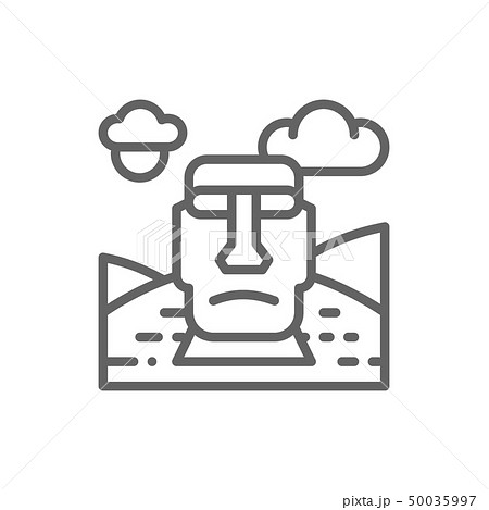 Easter Island, Chile, landmark line icon. Easter Island, Chile, landmark line icon. 50035997