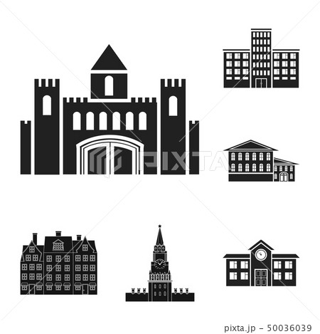 Vector design of building and city symbol. Set of building and business stock vector illustration. 50036039
