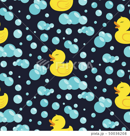 Rubber duck in soap bubbles. Seamless pattern. 50036208
