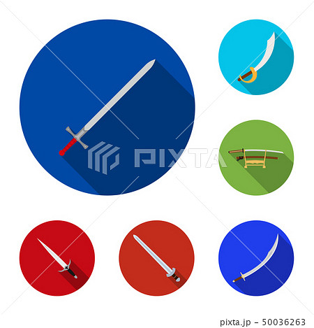 Vector illustration of sword and blade logo. Set of sword and game  stock vector illustration. 50036263