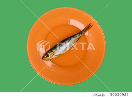 Cold smoked Baltic herring on an orange plate 50036982