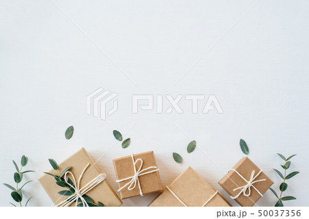 Craft gift boxes on white background. Craft gift boxes on white background. 50037356