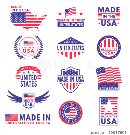 Usa labels. Flag made america american states flags label badge stamp star patriot stripe ribbon Usa labels. Flag made america american states flags label badge stamp star patriot stripe ribbon 50037603