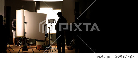 Shooting studio behind the scenes in silhouette Shooting studio behind the scenes in silhouette 50037737