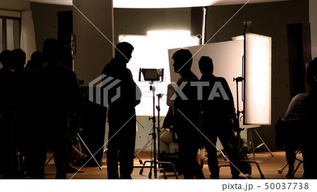 Shooting studio behind the scenes in silhouette Shooting studio behind the scenes in silhouette 50037738