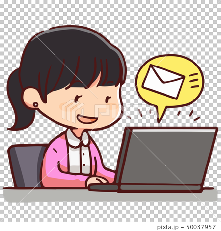 ラップトップでメール受信する女性のイラスト ラップトップでメール受信する女性のイラスト 50037957