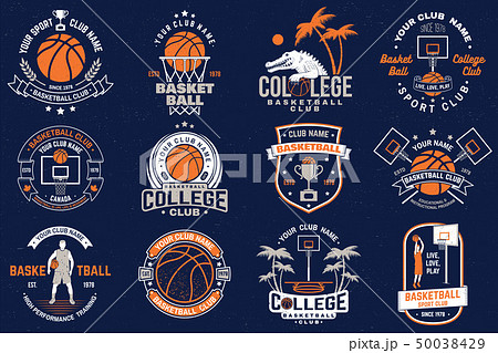 Set of basketball club badge. Vector. Graphic design for t-shirt, tee, print or apparel. Vintage Set of basketball club badge. Vector. Graphic design for t-shirt, tee, print or apparel. Vintage 50038429