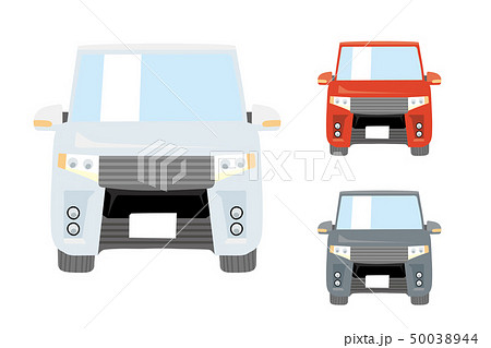 デフォルメされた可愛い車のイラストセット コミカル ミニバン ファミリーカー 正面のイラスト素材 50038944 Pixta