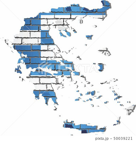 Shiny Greece map on a brick wall 50039221