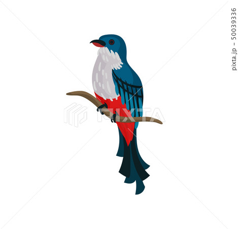 Blue bird sits on a tree branch. Vector illustration. 50039336