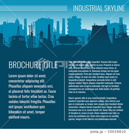 Industrial vector business template design with factory silhouette and text 50039810