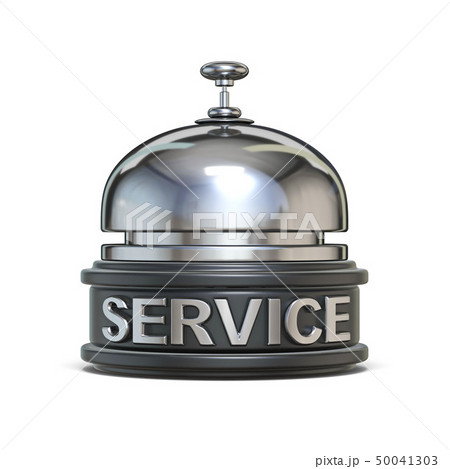 Silver reception bell SERVICE text 3D Silver reception bell SERVICE text 3D 50041303