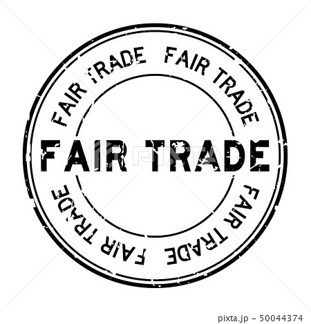 Grunge black fair trade word round rubber stamp Grunge black fair trade word round rubber stamp 50044374