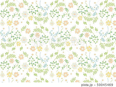 北欧風 草花柄4 パステルカラー背景白 パターンのイラスト素材