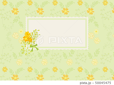 北欧風 草花柄3 オレンジカラー パターン タイトル ミニ花束のイラスト素材