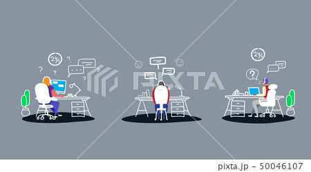 agents sitting workplace desks call center support service communication concept operators team in agents sitting workplace desks call center support service communication concept operators team in 50046107