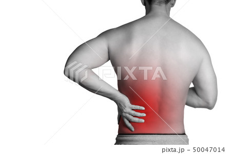 Muscle man with pain in his back Muscle man with pain in his back 50047014