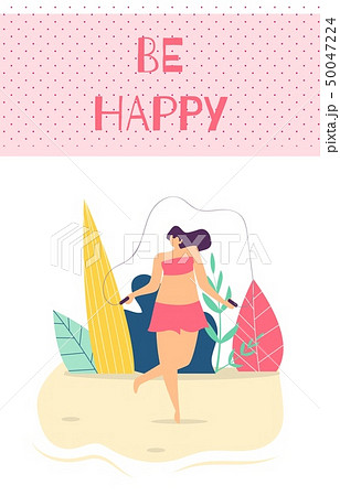 Be Happy Woman Motivation Text Flat Cartoon Card Be Happy Woman Motivation Text Flat Cartoon Card 50047224