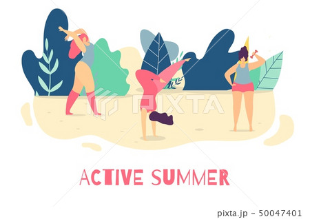 Be Active in Summer Motivational Woman Flat Banner 50047401