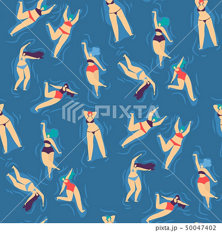 Swimsuit Swimming Relaxing Woman Seamless Pattern 50047402