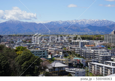 町田市役所屋上から臨む丹沢山地方面の写真素材