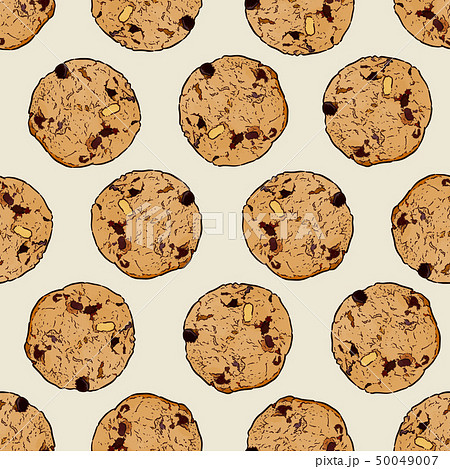 Chocolate chip cookie, Seamless pattern vector. 50049007
