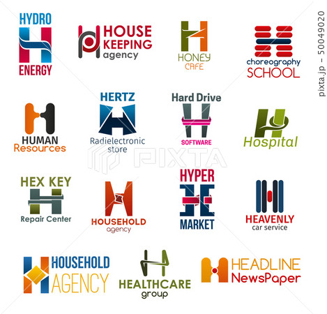 Letter H corporate identity, business icons 50049020