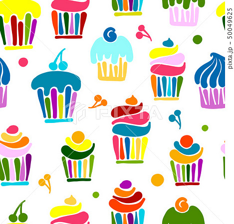 Cupcakes collection, seamless pattern for your design Cupcakes collection, seamless pattern for your design 50049625