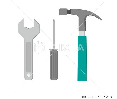 ドライバー スクリュードライバー レンチ トンカチ ハンマー 金槌のイラスト素材