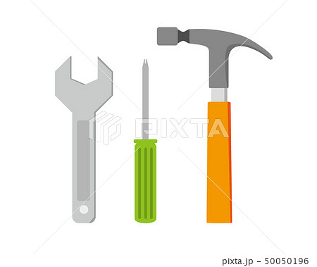 ドライバー スクリュードライバー レンチ トンカチ ハンマー 金槌のイラスト素材