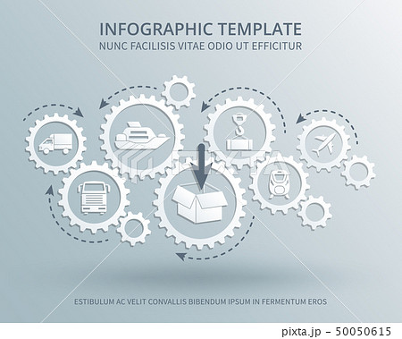 Delivery and distribution business vector consept with gears mechanism, transport, packing and 50050615