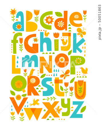 Vector ABC with decorative elements. Vector cartoon alphabet.  50051863