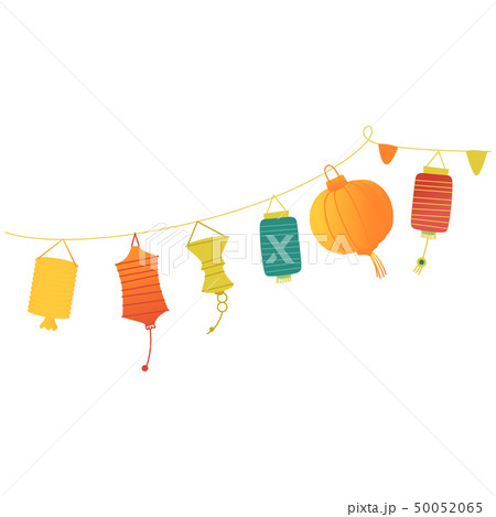 Vector festive paper lanterns on a string 50052065