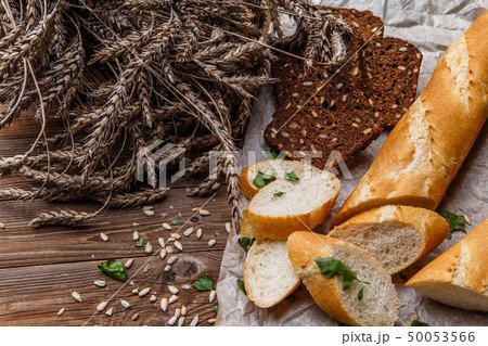 Baguette,grain bread on table 50053566