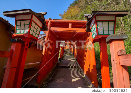 島根(山陰の小京都)の津和野 太鼓谷稲成神社千本鳥居の参道入口付近 50053625