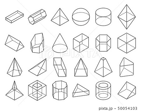 Abstract isometric 3d geometric outline shapes vector set 50054103