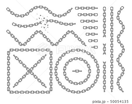 Metal vector chains isolated. Chrome chain icons and brushes set Metal vector chains isolated. Chrome chain icons and brushes set 50054135