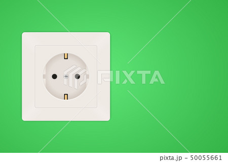 Power socket. European Type F socket on green wall background 50055661
