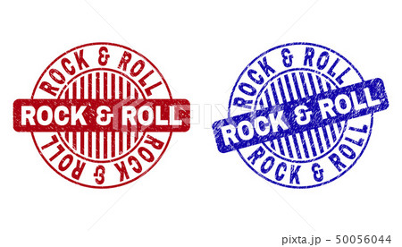 Grunge Rock And Roll Scratched Round Stampsのイラスト素材