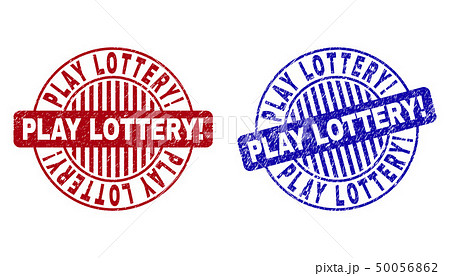 Grunge PLAY LOTTERY Exclamation Scratched Round Stamp Seals Grunge PLAY LOTTERY Exclamation Scratched Round Stamp Seals 50056862