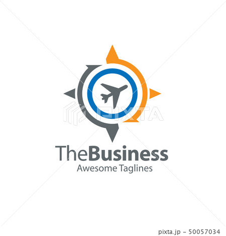 Travel Direction Compass Airplane And Globe Logoのイラスト素材