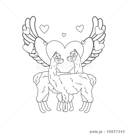 Llama in love outline 50057343