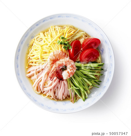 冷やし中華-真俯瞰 (バック飛ばし、影イキ) 冷やし中華-真俯瞰 (バック飛ばし、影イキ) 50057347