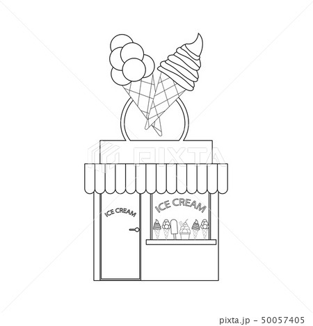 Ice cream shop illustration outline Ice cream shop illustration outline 50057405