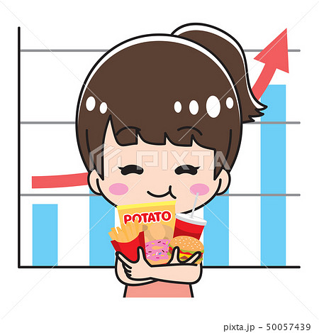 体重が増える若い女性　ダイエット 50057439