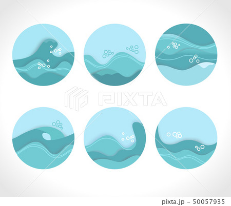 Water splashes collection blue waves wavy symbols Water splashes collection blue waves wavy symbols 50057935
