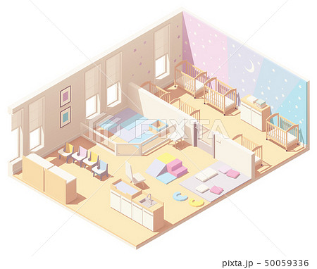 Isometric infant daycare classroom Isometric infant daycare classroom 50059336