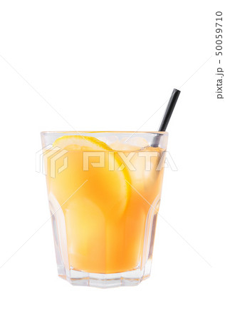 Summer yellow cocktail on isolated white background 50059710